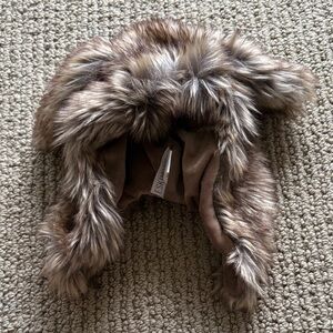 Kids Faux Fur Trapper Hat - Brown